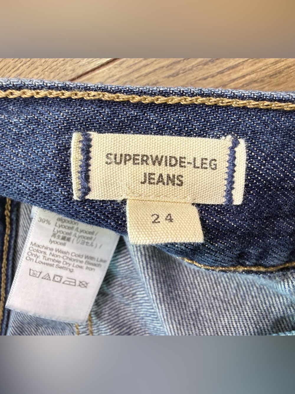 Madewell Airy Superwide Leg Utility Jeans Lindewood Wash Lyocell Blend Size 24 - Picture 8 of 13